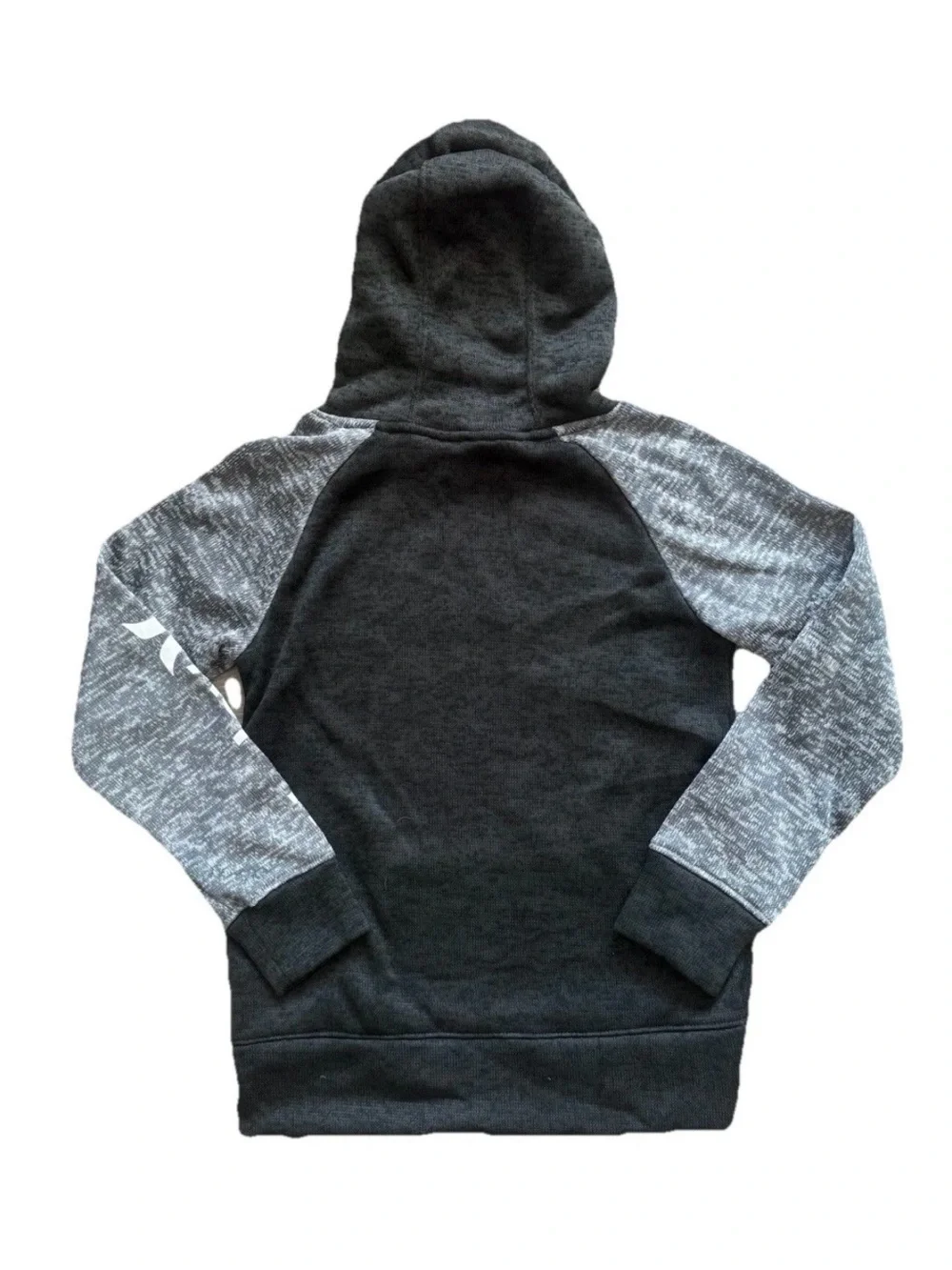 Hurley Boy’s S 8-10 yrs Black Gray Colorblock Hoodie Sweater Marled Sleeves NWOT